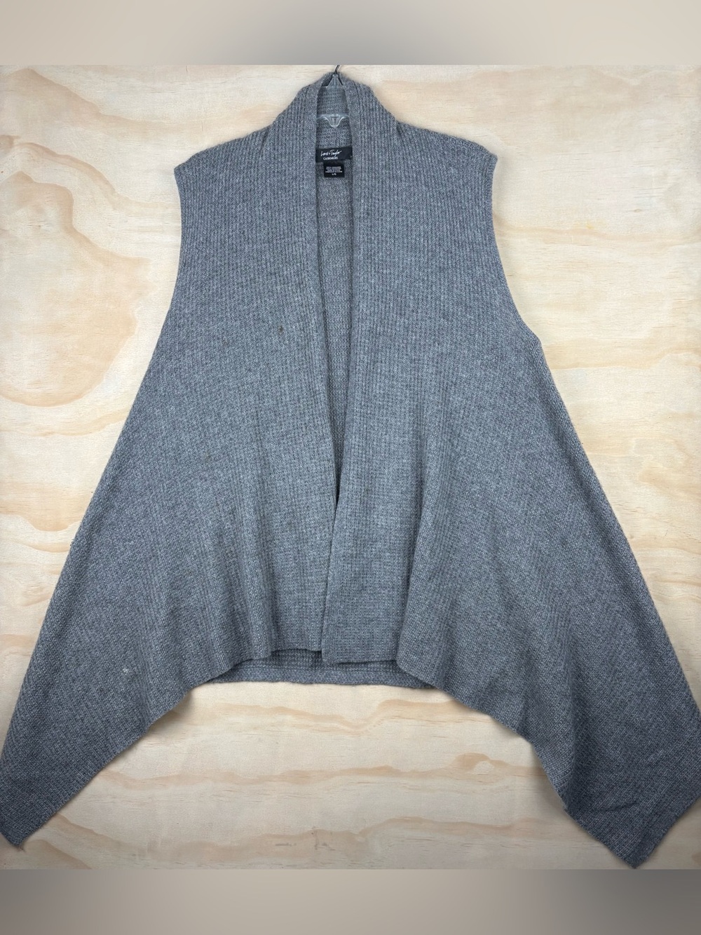 Lord & Taylor 100% Cashmere Open Front Cardigan Sweater Knit Gray Size Large